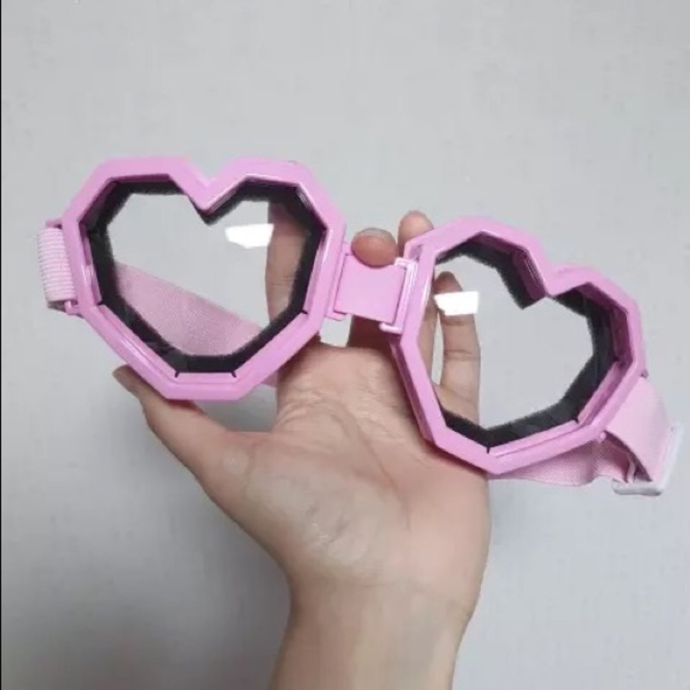 Pink Heart Shaped Goggles Glasses